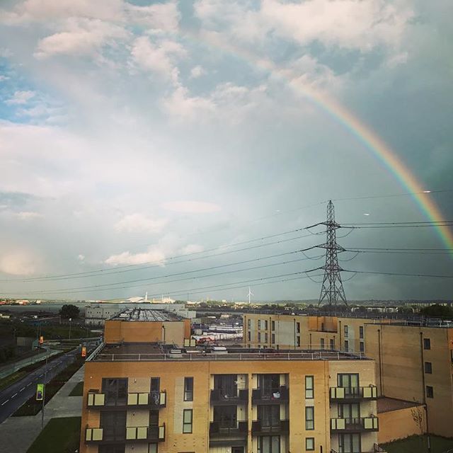 Pretty sky 🌈😍😍can't stop looking at this view!! #barkingriverside #rainbow #sunshine - Living_m.j. ✌🏼️💕 (@zoeswins)